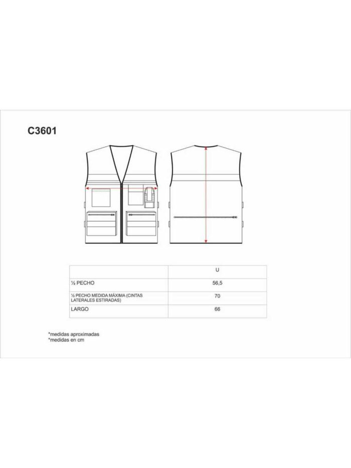 WorkTeam Chaleco de Alta Visibilidad con ajustes Laterales, Multibolsillos, Dos Cintas Reflectantes. - Imagen 8