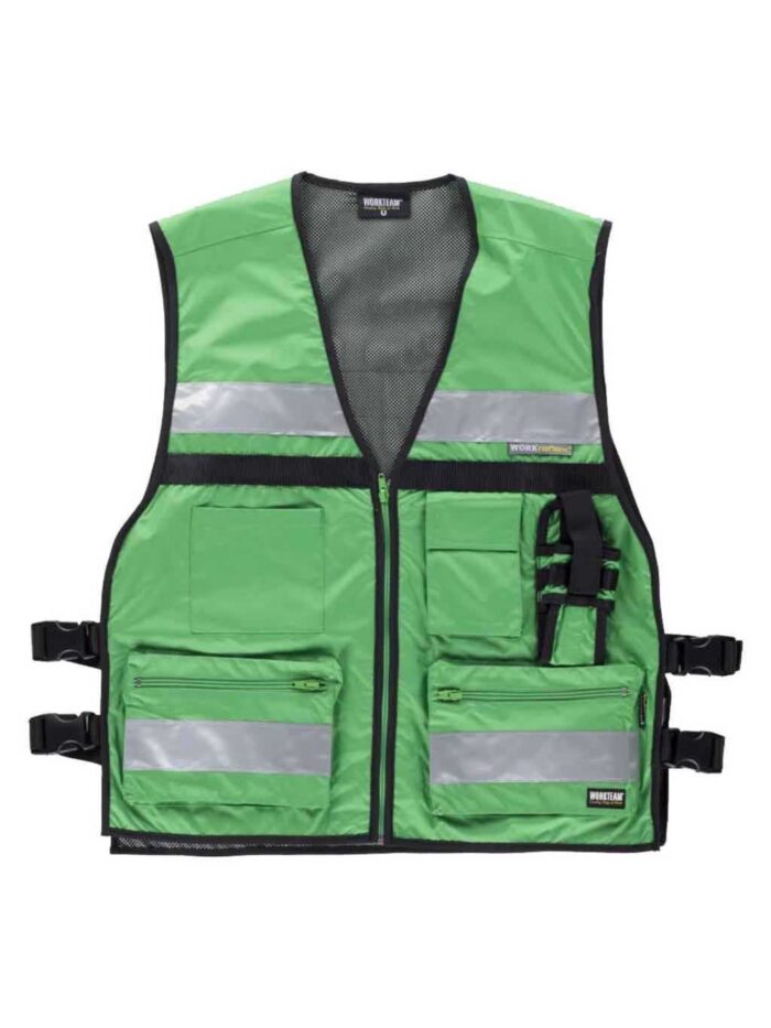 WorkTeam Chaleco de Alta Visibilidad con ajustes Laterales, Multibolsillos, Dos Cintas Reflectantes. - Imagen 5