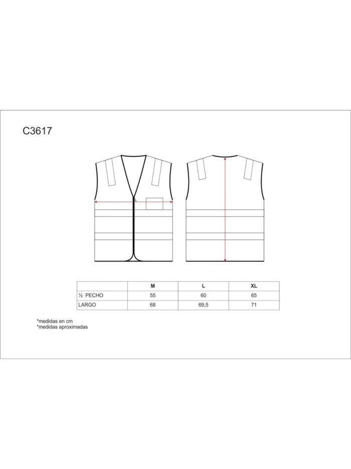 WorkTeam Chaleco bicolor rojo A.V. con cierre de cremallera y cintas de ALTA VISIBILIDAD. EN ISO 20471:2013 HOMBRE