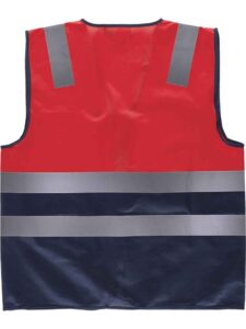 WorkTeam Chaleco bicolor rojo A.V. con cierre de cremallera y cintas de ALTA VISIBILIDAD. EN ISO 20471:2013 HOMBRE