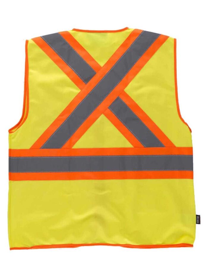 WorkTeam Chaleco Alta Visibilidad, Multibolsillos, Cintas Reflectantes bicolores Verticales y horizontales. Hombre