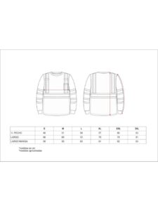 WorkTeam Camiseta Reflectante-Fluorescente de Manga Larga en poliéster Ojo de Perdíz. Cuallo Redondo con cubrecosturas interior. Trabillas de cinta.