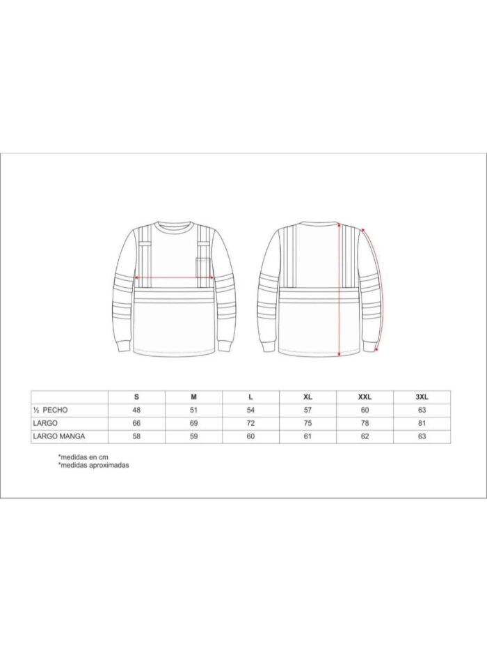 WorkTeam Camiseta Reflectante-Fluorescente de Manga Larga en poliéster Ojo de Perdíz. Cuallo Redondo con cubrecosturas interior. Trabillas de cinta.