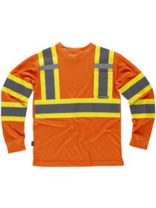 WorkTeam Camiseta Reflectante-Fluorescente de Manga Larga en poliéster Ojo de Perdíz. Cuallo Redondo con cubrecosturas interior. Trabillas de cinta. - Imagen 3