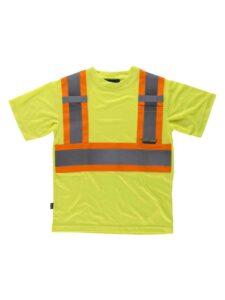 WorkTeam Camiseta Reflectante-Fluorescente de Manga corta en poliéster Ojo de Perdíz. Cuello Redondo en Punto canalé con cubrecosturas interior. Trabillas de cinta. - Imagen 2