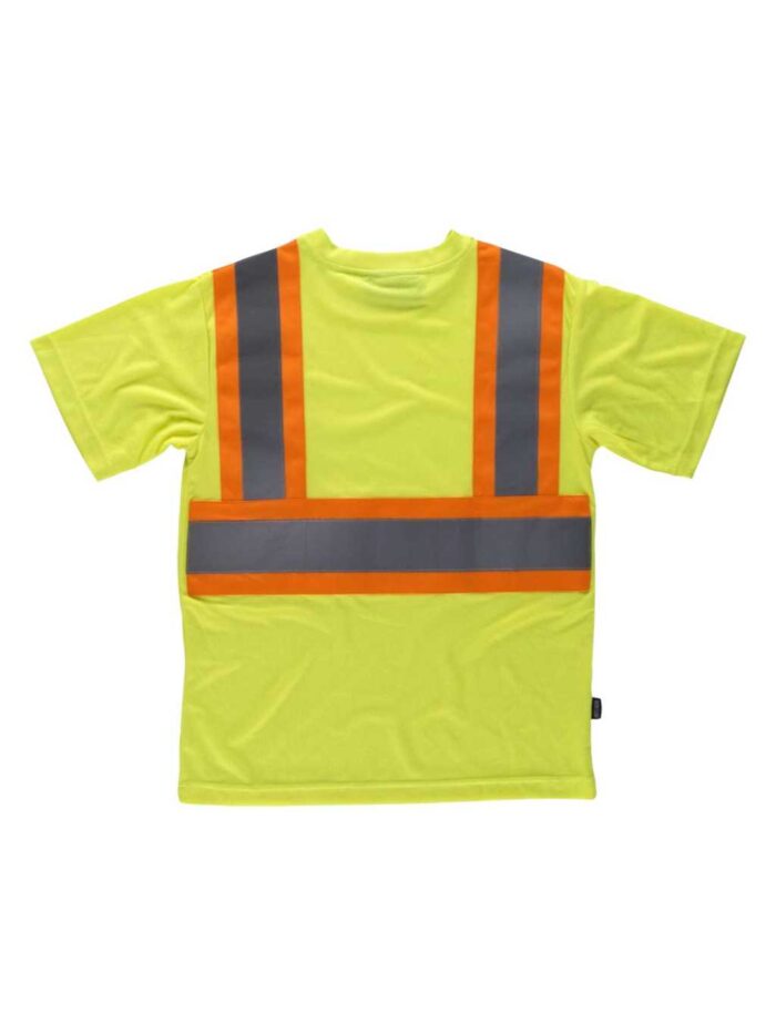WorkTeam Camiseta Reflectante-Fluorescente de Manga corta en poliéster Ojo de Perdíz. Cuello Redondo en Punto canalé con cubrecosturas interior. Trabillas de cinta. - Imagen 3