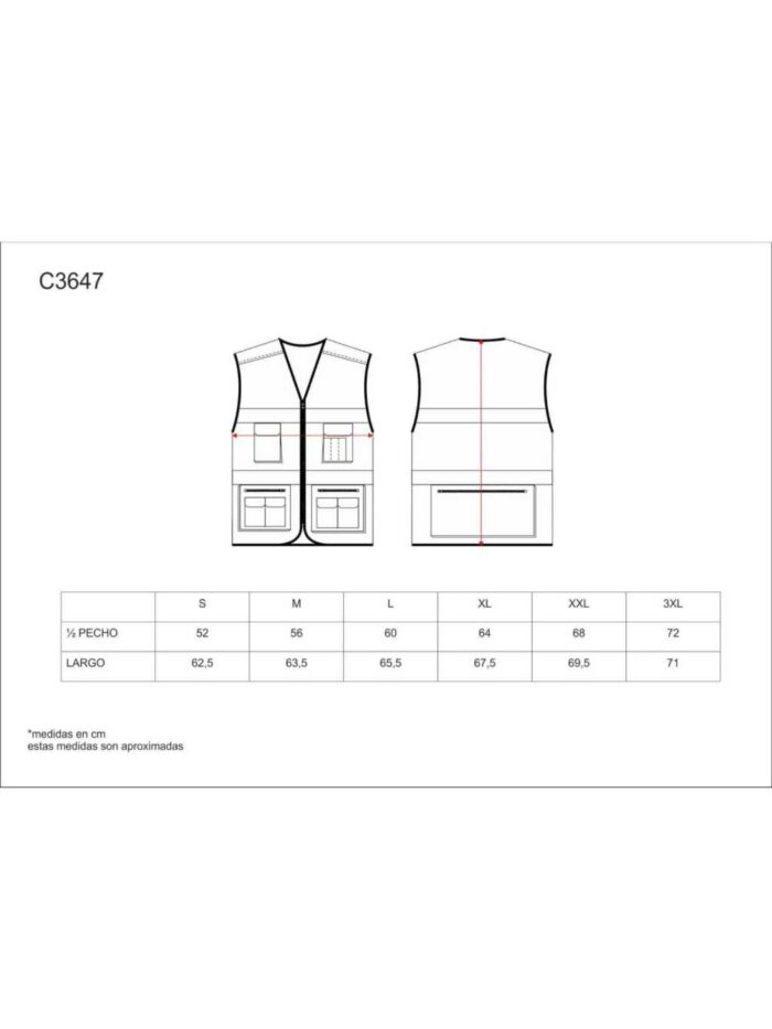 WorkTeam Chaleco tipo Safari de ALTA VISIBILIDAD con Cintas Reflectantes. Unisex
