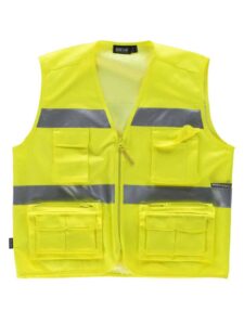 WorkTeam Chaleco tipo Safari de ALTA VISIBILIDAD con Cintas Reflectantes. Unisex