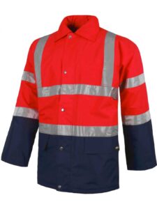 WorkTeam Parka Trabajo combinada Roja Alta Visibilidad, Abrigo con Cintas Reflectantes. EN ISO 20471:2013 UNISEX