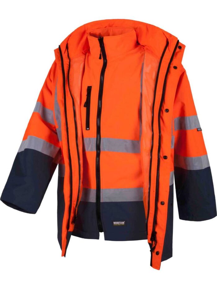WorkTeam Parka Trabajo 4 en 1 Alta Visibilidad con Softshell: Parka, Impermeable, Softshell y Chaleco AV. EN ISO 20471. Unisex - Imagen 2