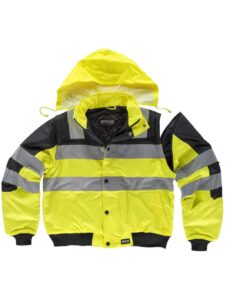 WorkTeam Cazadora Piloto combinada con cierre de cremallera, capucha, mangas desmontables.Bandas reflectantes Hombre