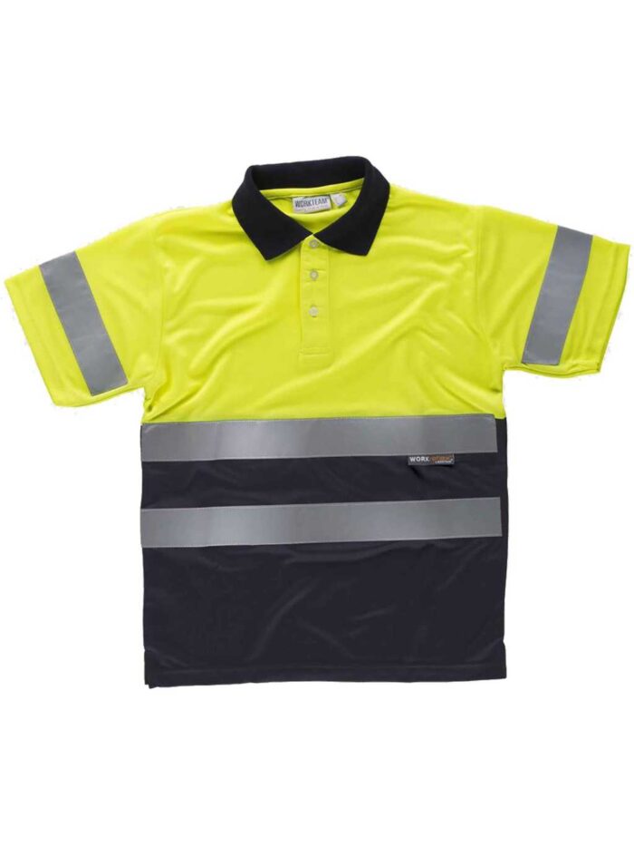 Work Team Polo Combinado ALTA VISIBILIDAD Manga Corta. Cintas Reflectantes Torso y Mangas. EN ISO 20471:2013 Hombre