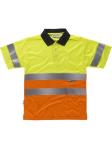 WorkTeam Polo Combinado Alta Visibilidad Manga Corta. Cintas Reflectantes Torso y Mangas. EN ISO 20471:2013 Hombre