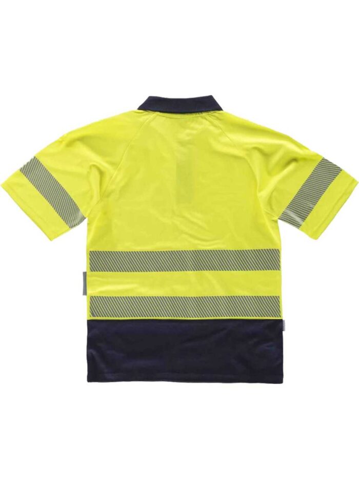 WorkTeam Polo Trabajo Combinado de Manga Corta de ALTA VISIBILIDAD en Micropiqué de Poliéster con Interior de Algodón, Cintas Reflectantes Segmentadas. Unisex