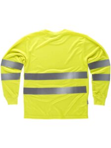 WorkTeam Camiseta Cuello Caja, Manga Larga, Alta Visibilidad, Cintas Reflectantes Hombre