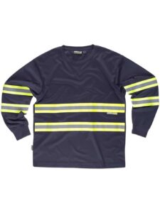 WorkTeam Camiseta Manga Larga, Cuello Redondo, ALTA VISIBILIDAD, Cintas Reflectantes combinadas. Unisex