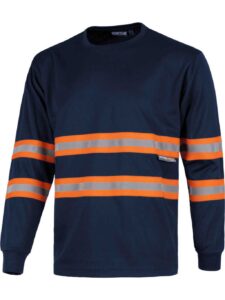 WorkTeam Camiseta Manga Larga, Cuello Redondo, ALTA VISIBILIDAD, Cintas Reflectantes combinadas. Unisex - Imagen 2
