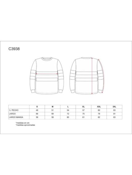 WorkTeam Camiseta Cuello Caja, Manga Larga, Cintas Reflectantes Hombre