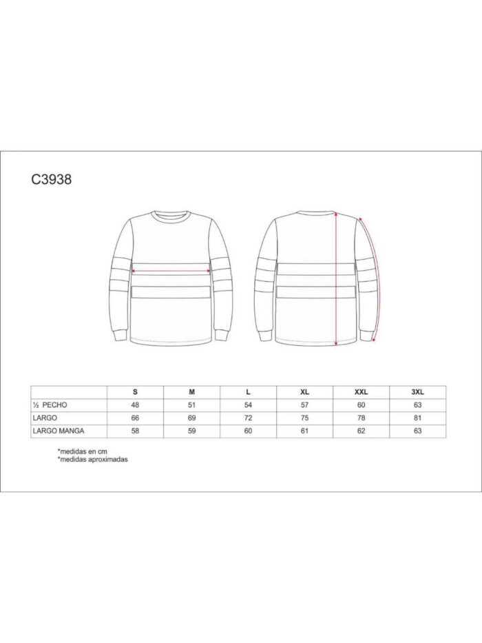 WorkTeam Camiseta Cuello Caja, Manga Larga, Cintas Reflectantes Hombre