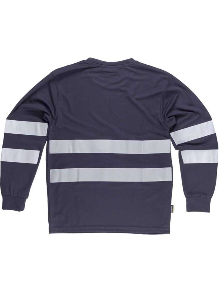 WorkTeam Camiseta Cuello Caja, Manga Larga, Cintas Reflectantes Hombre