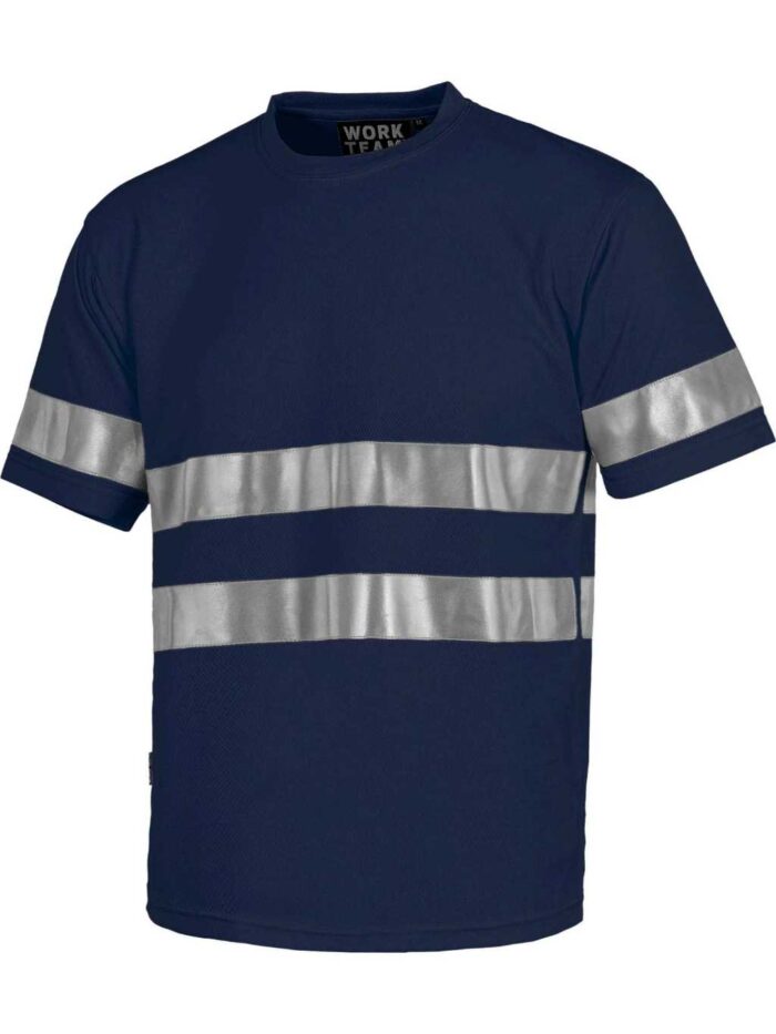 WorkTeam Camiseta Cuello Caja, Manga Corta, Cintas Reflectantes. Hombre - Imagen 2