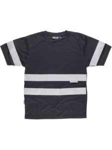 WorkTeam Camiseta Cuello Caja, Manga Corta, Cintas Reflectantes. Hombre