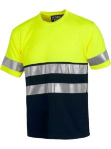 WorkTeam Camiseta Manga Corta de trabajo alta visibilidad y cintas reflectantes