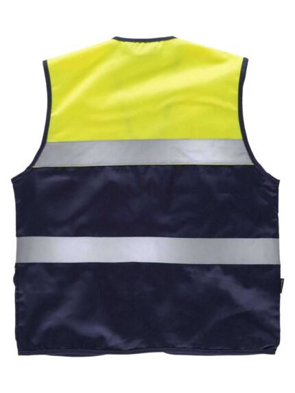 WorkTeam Chaleco Tipo Safari Multibolsillos Bicolor, con Dos Cintas de Alta Visibilidad. Hombre