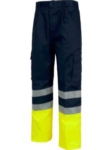 WorkTeam Pantalón Bicolor, con Dos Cintas de Alta Visibilidad y Cintura Elástica. Hombre
