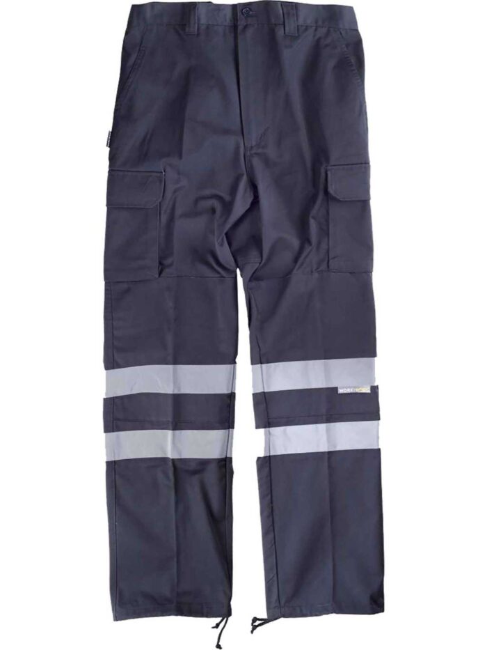 WorkTeam Pantalón sin Elástico con Refuerzos, Multibolsillos y 2 Cintas Reflectantes. Hombre