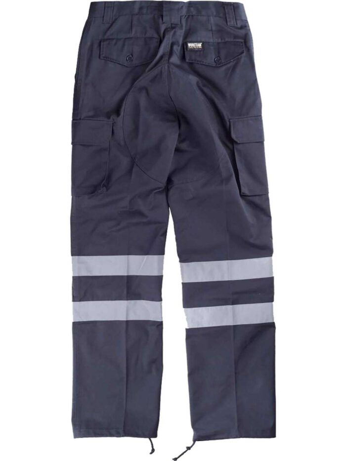 WorkTeam Pantalón sin Elástico con Refuerzos, Multibolsillos y 2 Cintas Reflectantes. Hombre
