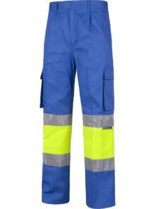 WorkTeam Pantalón Trabajo con 2 cintas de alta visibilidad y reflectante, refuerzos y multibolsillos. EN471. UNISEX