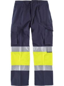 WorkTeam Pantalón Trabajo 100% Algodón Combinado con Cintura elástica, Multibolsillos, 2 Cintas A.V. Hombre
