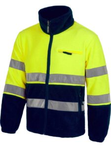 WorkTeam Polar Bicolor Alta Visibilidad, Cierre de Cremallera, 2 Cintas Reflectantes en Pecho, Espalda y Mangas. Unisex