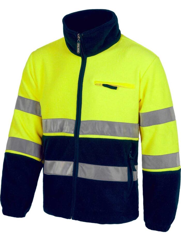 WorkTeam Polar Bicolor Alta Visibilidad, Cierre de Cremallera, 2 Cintas Reflectantes en Pecho, Espalda y Mangas. Unisex - Imagen 2
