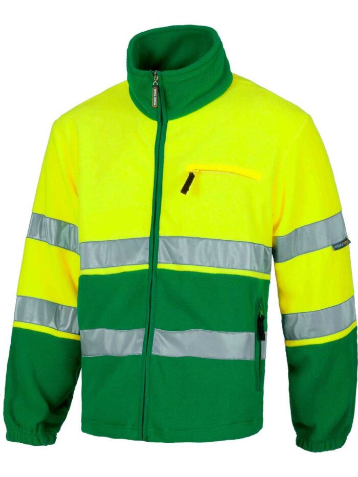 WorkTeam Polar Bicolor Alta Visibilidad, Cierre de Cremallera, 2 Cintas Reflectantes en Pecho, Espalda y Mangas. Unisex - Imagen 4