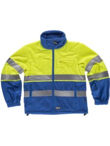 WorkTeam Polar Bicolor Alta Visibilidad, Cierre de Cremallera, 2 Cintas Reflectantes en Pecho, Espalda y Mangas. Unisex