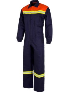 WorkTeam Buzo Ignífugo con Cintas Reflectantes y fluorescentes. 100% Algodón. IGNIFUGO EN11612. Hombre