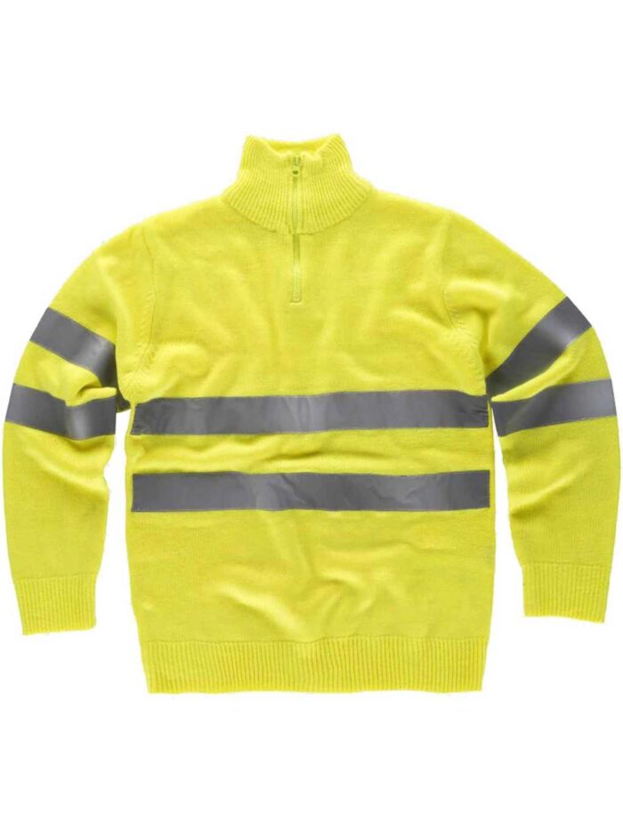 WorkTeam Jersey Media Cremallera de Alta Visibilidad con Cintas Reflectantes. Hombre
