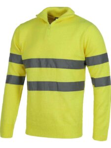 WorkTeam Jersey Media Cremallera de Alta Visibilidad con Cintas Reflectantes. Hombre