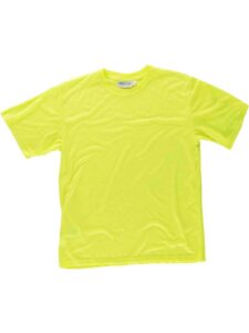 Workteam Camiseta de Alta Visibilidad de Manga Corta en poliéster. Corte Clásico. Cuello Redondo en Punto Canalé con cubrecosturas Interior. Tacto algodón.