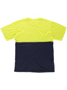 WorkTeam Camiseta combinada de Manga Corta en poliéster. Parte Superior de Alta Visibilidad. Cuello Redondo en Punto canalé con cubrecosturas interio Hombre