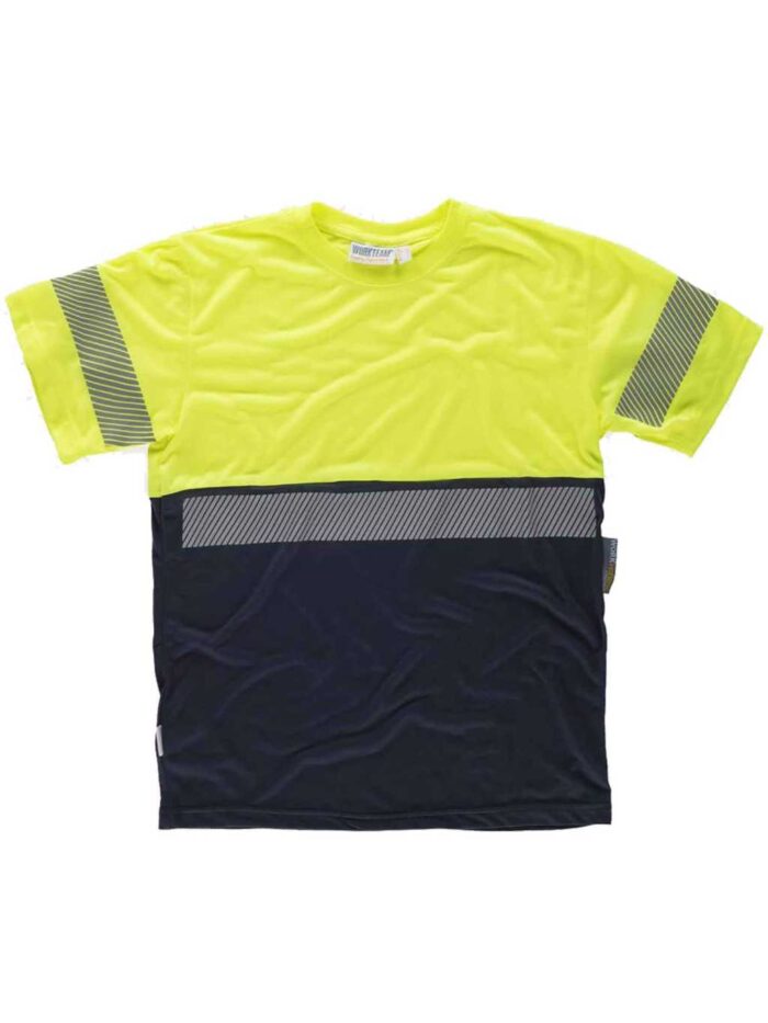 WorkTeam Camiseta Manga Corta Combinada, Sin Bolsillos, con Una Cinta Reflectante discontinua. Hombre