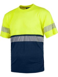 WorkTeam Camiseta Manga Corta Combinada, Sin Bolsillos, con Una Cinta Reflectante discontinua. Hombre