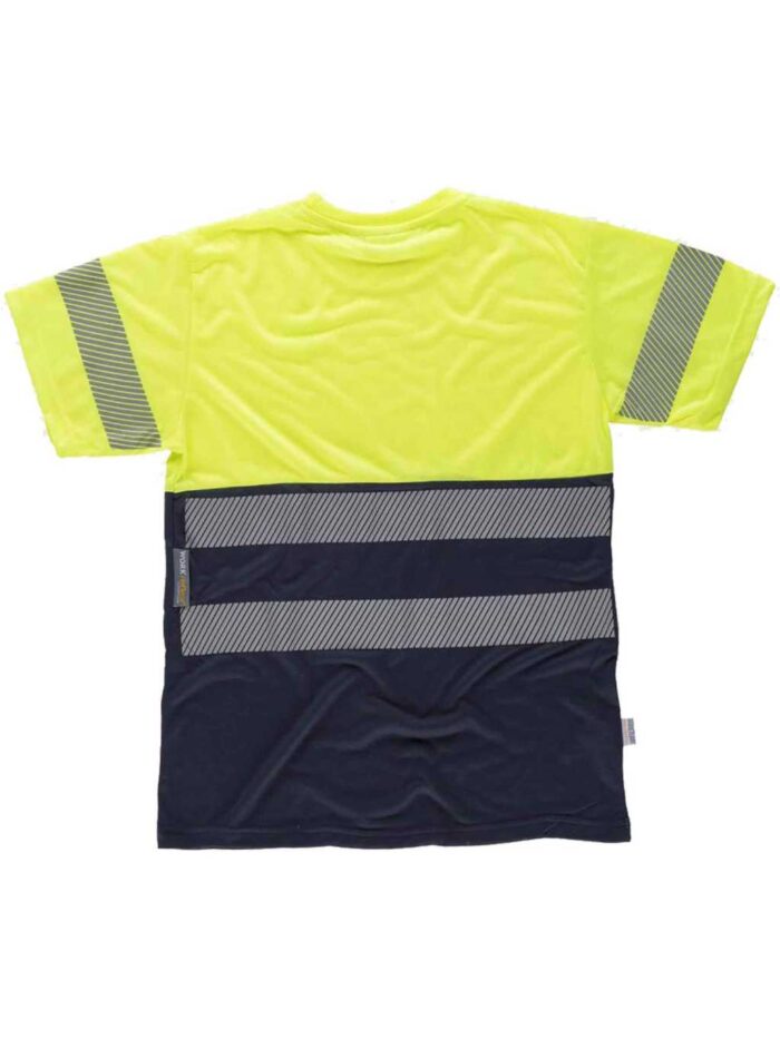 WorkTeam Camiseta combinada de Manga Corta en poliéster. Reflectantes y Parte Superior de Alta Visibilidad. Cuello Redondo en Punto canalé con cubrec Hombre