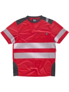 Workteam Camiseta Manga Corta Trabajo, Alta Visibilidad en Poliéster Micropiqué, Cintas Reflectantes Discontinuas. Unisex