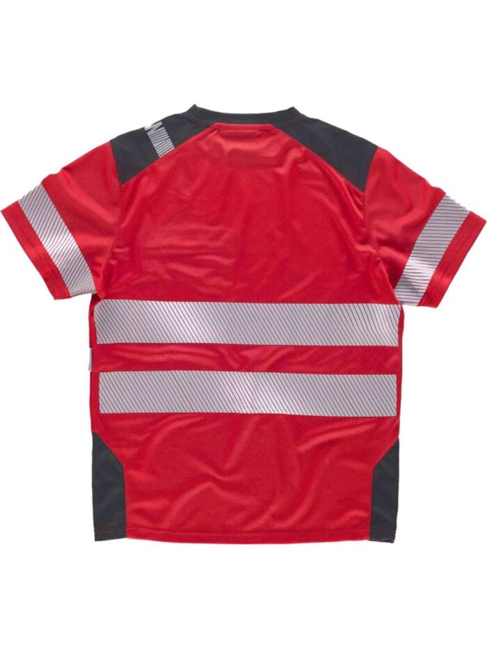 Workteam Camiseta Manga Corta Trabajo, Alta Visibilidad en Poliéster Micropiqué, Cintas Reflectantes Discontinuas. Unisex - Imagen 2