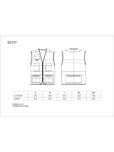 WorkTeam Chaleco Tipo Safari Multibolsillos con 2 Cintas Reflectantes. Hombre