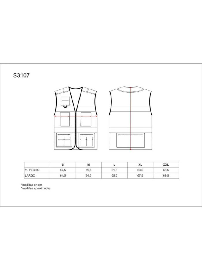 WorkTeam Chaleco Tipo Safari Multibolsillos con 2 Cintas Reflectantes. Hombre