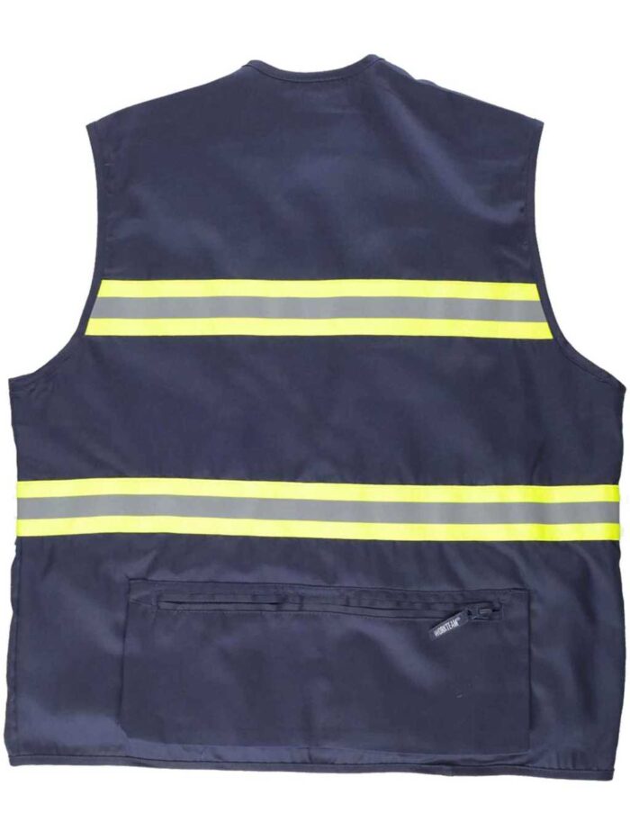 WorkTeam Chaleco con Cierre de Cremallera. Multibolsillos. Cintas Reflectantes Bicolor. Hombre